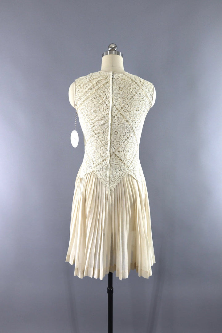 Vintage Ivory Lace Day Dress-ThisBlueBird
