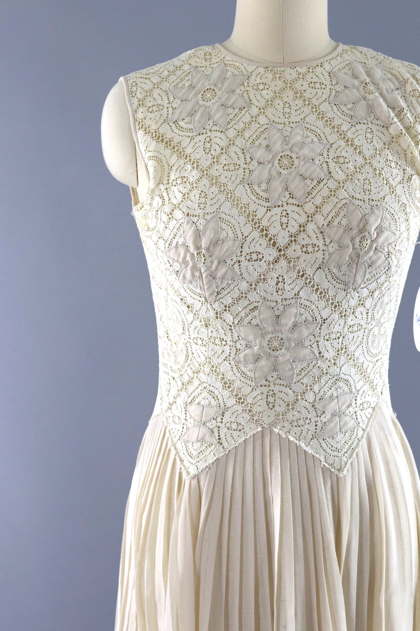 Vintage Ivory Lace Day Dress-ThisBlueBird