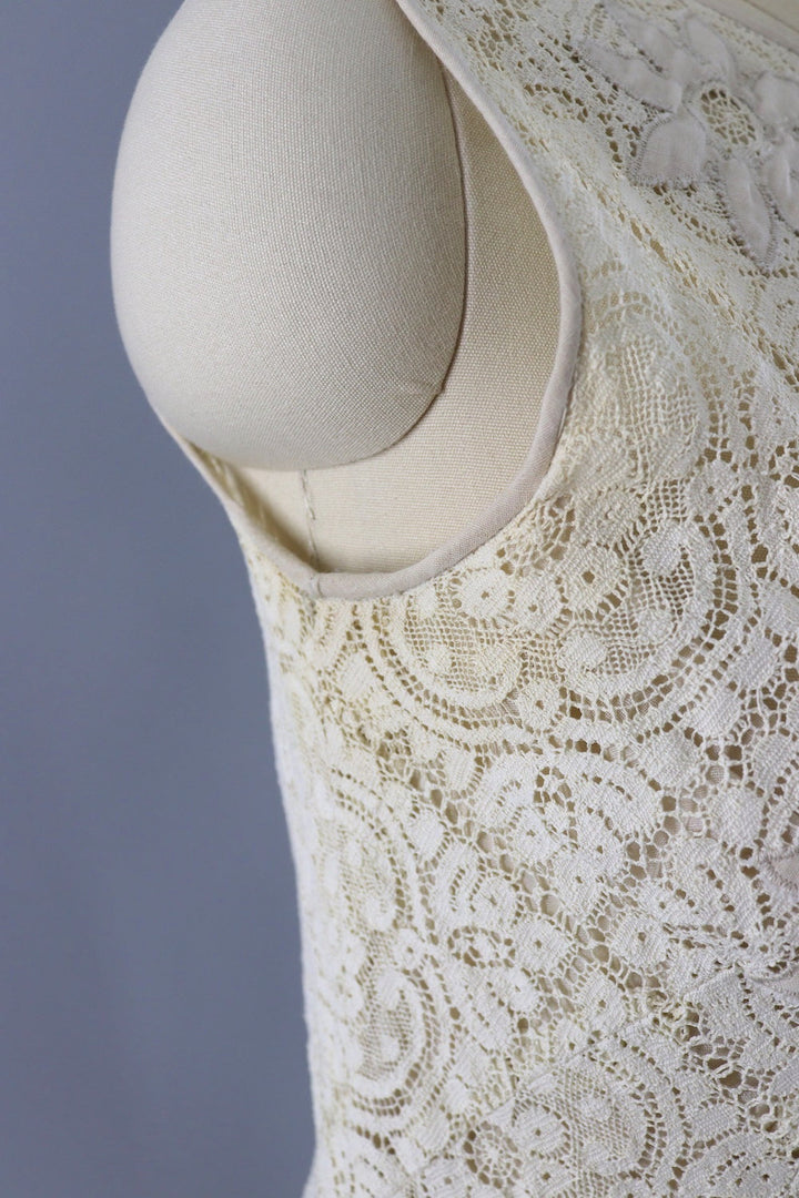 Vintage Ivory Lace Day Dress-ThisBlueBird
