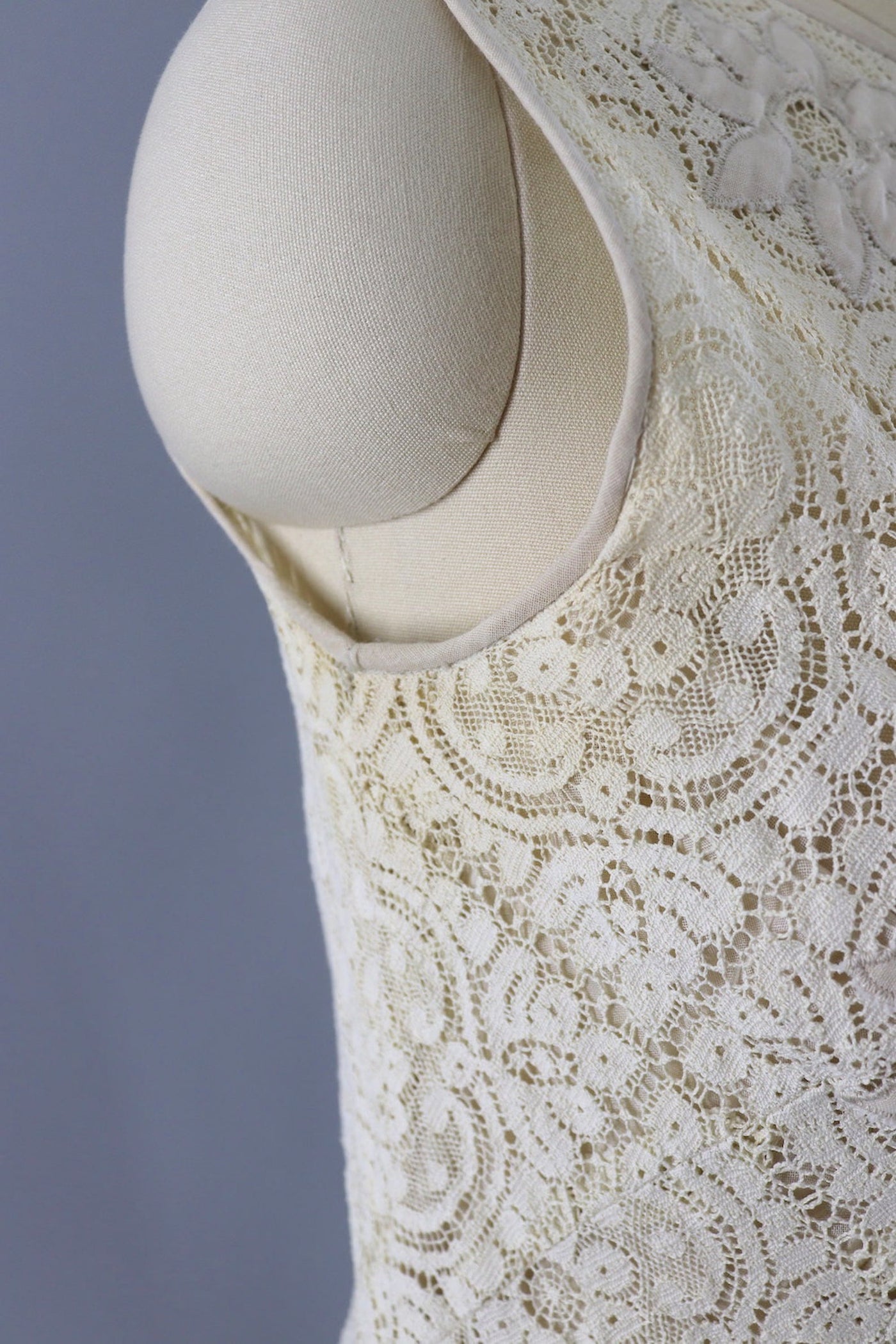 Vintage Ivory Lace Day Dress-ThisBlueBird