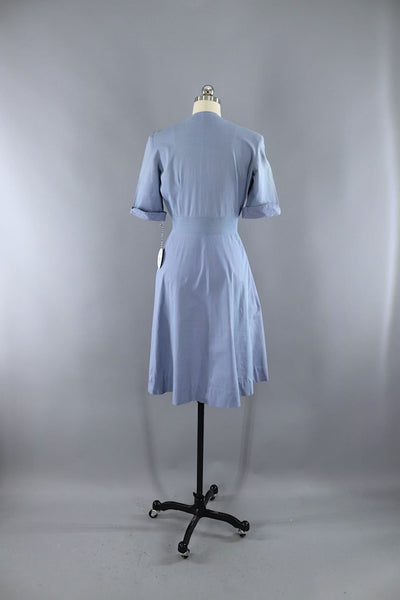 Vintage 1950s Virginia Spears Blue Cotton Day Dress-ThisBlueBird