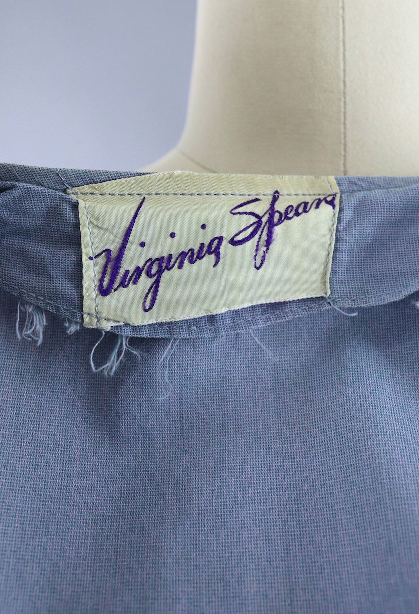 Vintage 1950s Virginia Spears Blue Cotton Day Dress-ThisBlueBird