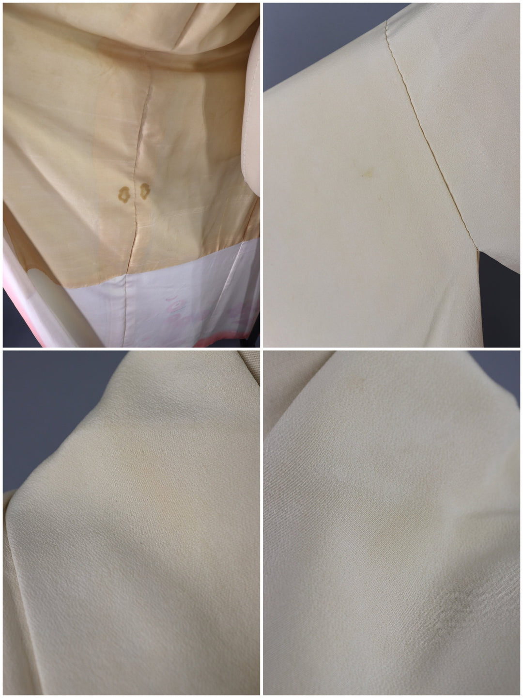 Vintage 1950s Silk Kimono Robe / Ivory Pink Shibori Floral - ThisBlueBird