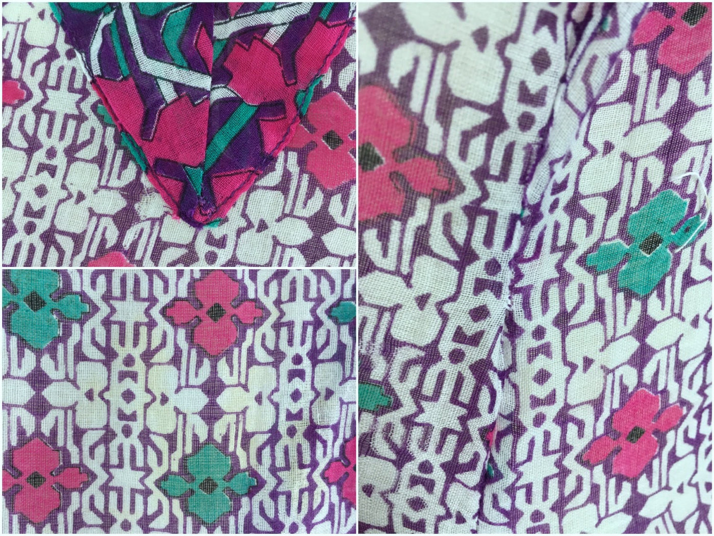 Kaftan Dress / Vintage Indian Cotton Sari / Purple Floral Print - ThisBlueBird