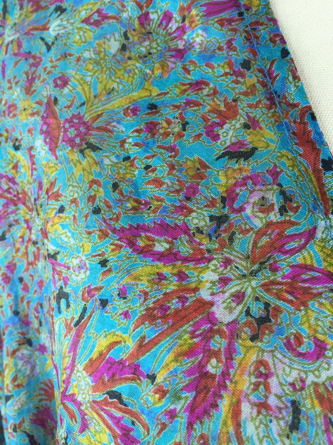 Kimono Cardigan / Vintage Sari / Aqua Floral - ThisBlueBird