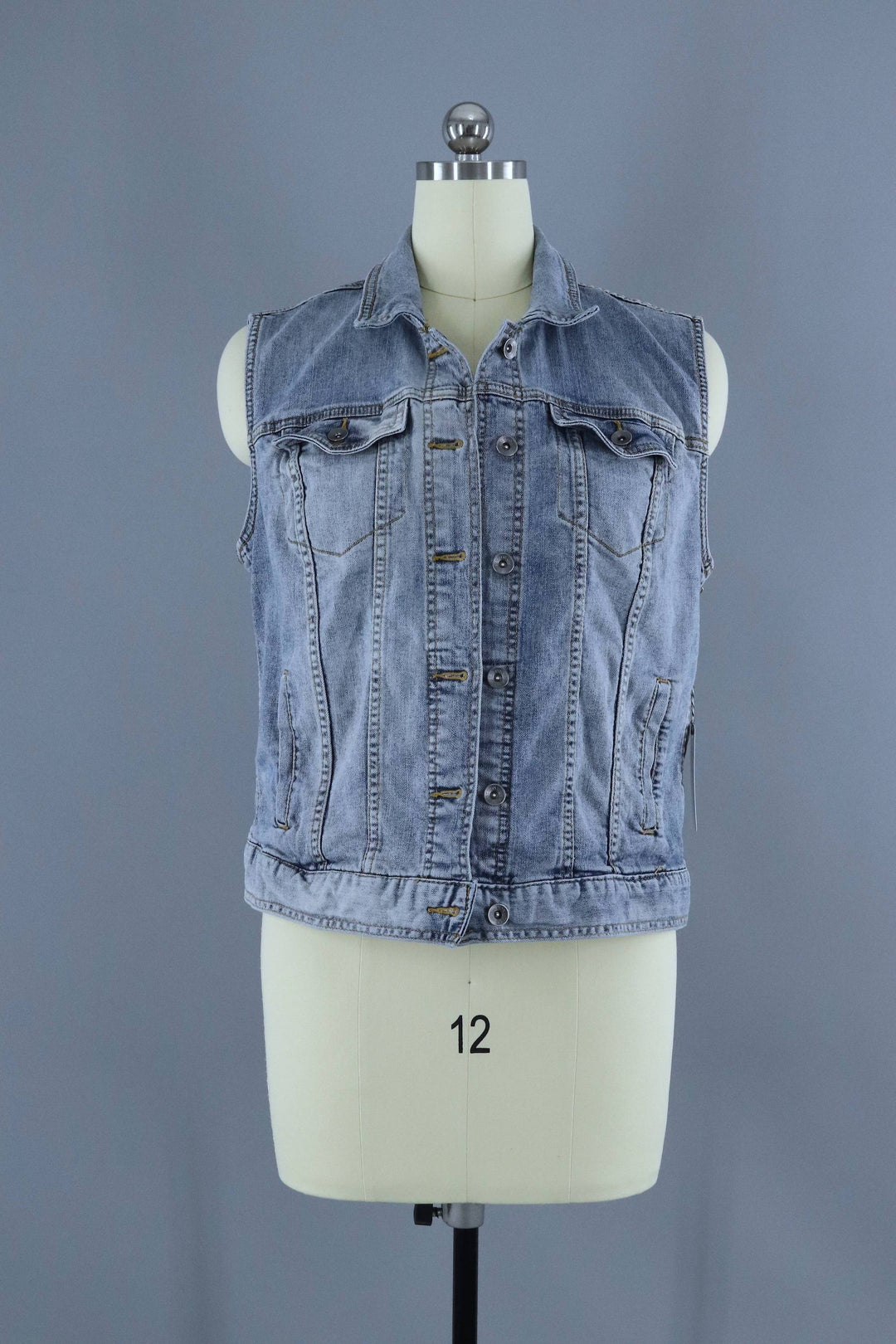 Lady Liberty Embroidered Denim Vest Jacket / I Lift My Lamp Beside the Golden Door - ThisBlueBird
