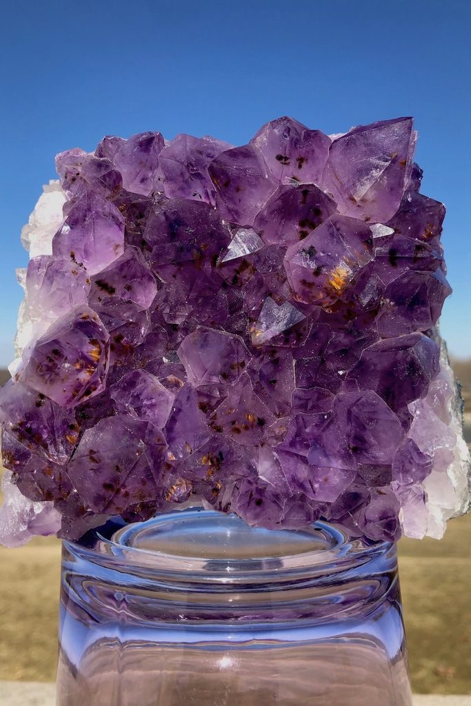 Large Natural Purple Amethyst Druzy Cluster Slice - ThisBlueBird