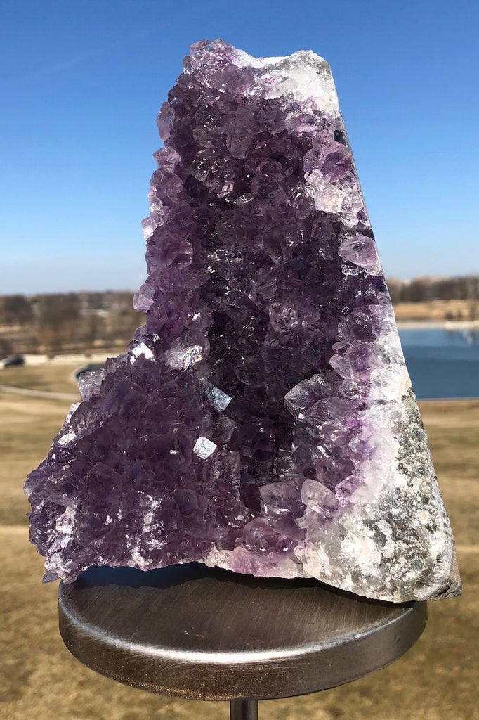 Large Natural Purple Amethyst Druzy Cluster with Cut Base - ThisBlueBird