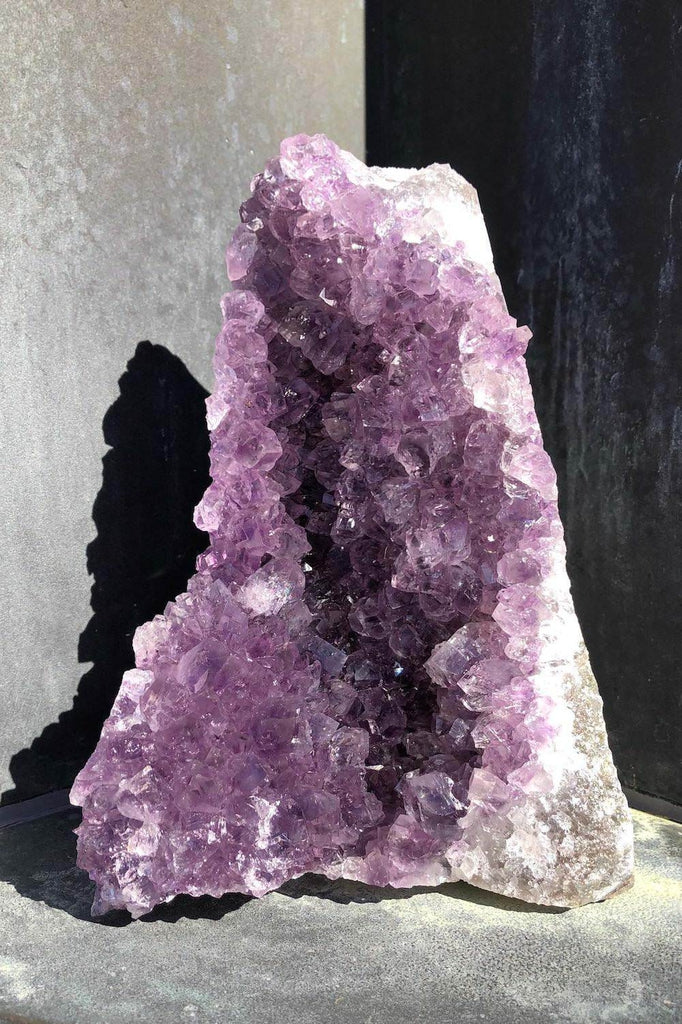 Large Natural Purple Amethyst Druzy Cluster with Cut Base - ThisBlueBird