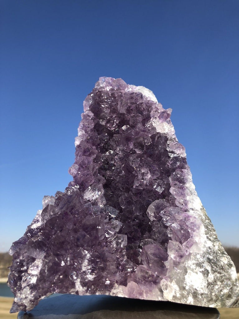 Large Natural Purple Amethyst Druzy Cluster with Cut Base - ThisBlueBird