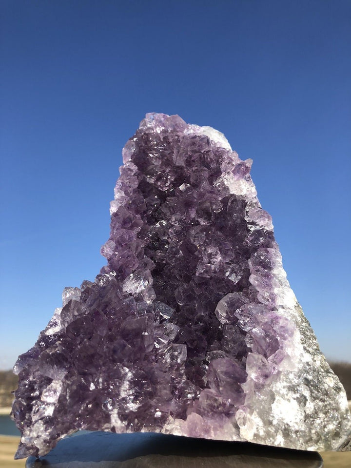 Large Natural Purple Amethyst Druzy Cluster with Cut Base - ThisBlueBird