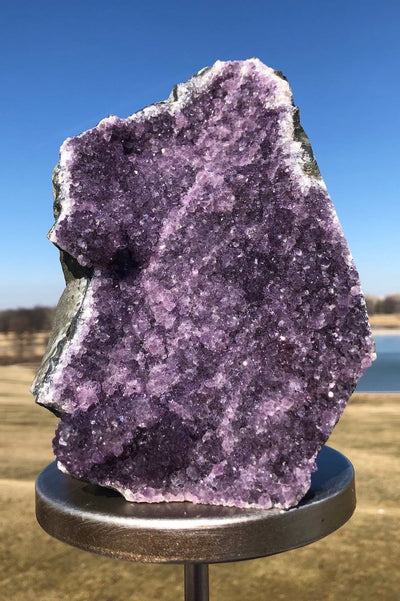 Large Natural Purple Amethyst Druzy Cluster with Cut Base - ThisBlueBird