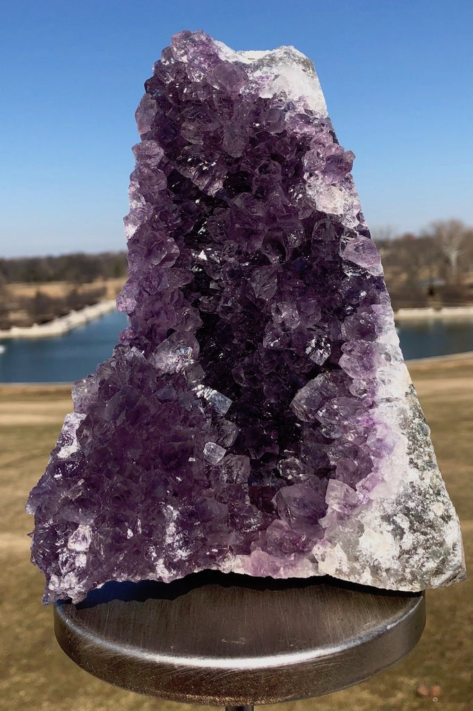 Large Natural Purple Amethyst Druzy Cluster with Cut Base - ThisBlueBird