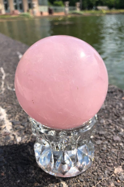 Madagascar Rose Quartz Crystal Sphere-ThisBlueBird - Modern Vintage