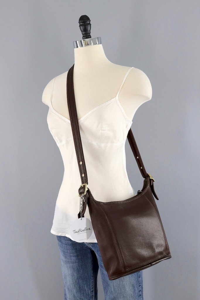 Mahogany Brown Leather Coach Medium Slim Duffle Bag-ThisBlueBird - Modern Vintage