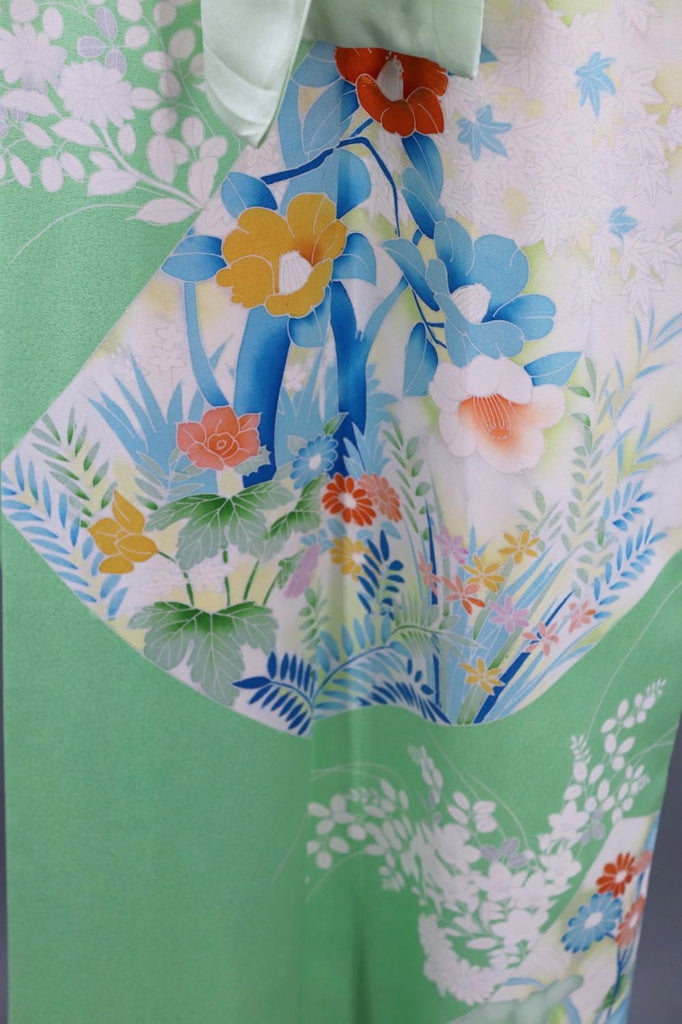 Minty Green Vintage Silk Kimono Robe-ThisBlueBird - Modern Vintage