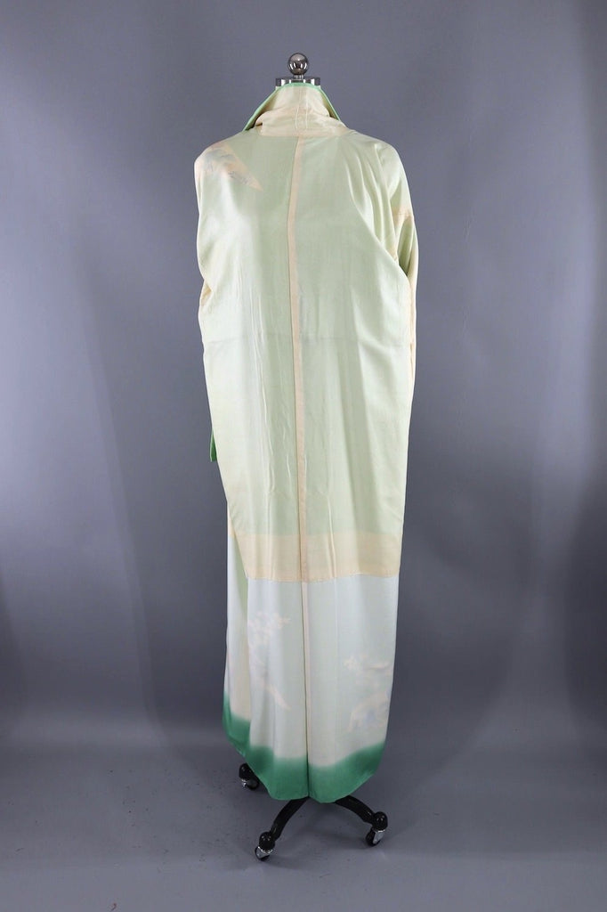 Minty Green Vintage Silk Kimono Robe-ThisBlueBird - Modern Vintage