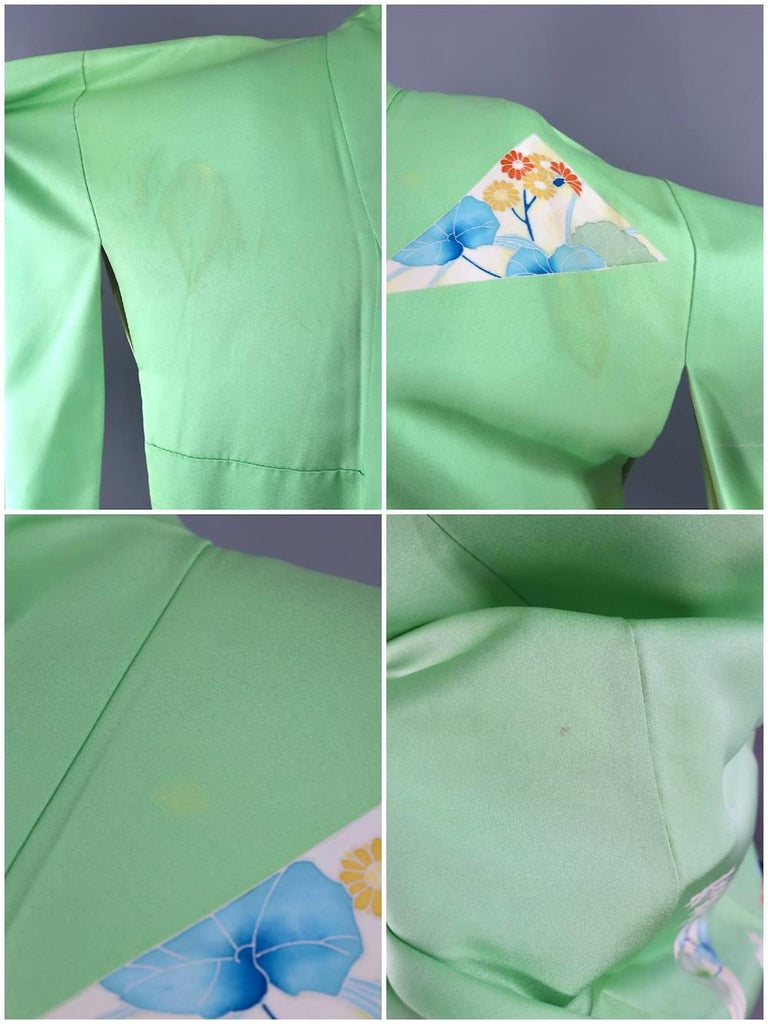 Minty Green Vintage Silk Kimono Robe-ThisBlueBird - Modern Vintage