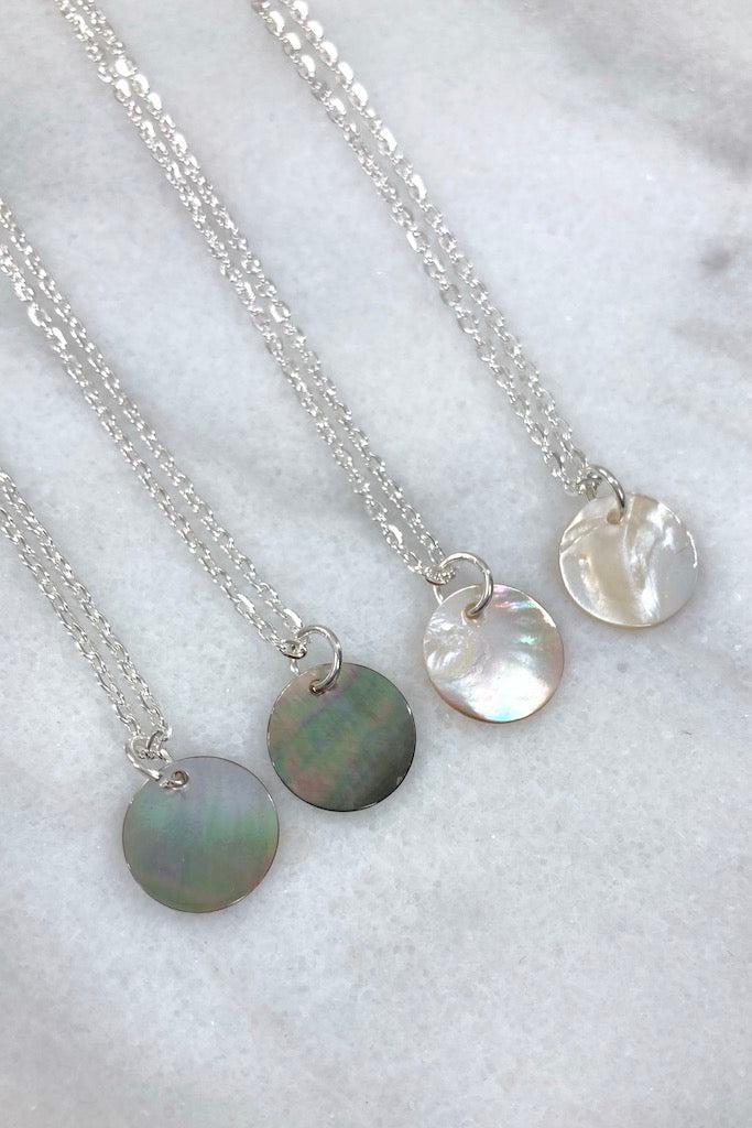 Mother of Pearl Coin Necklace-ThisBlueBird