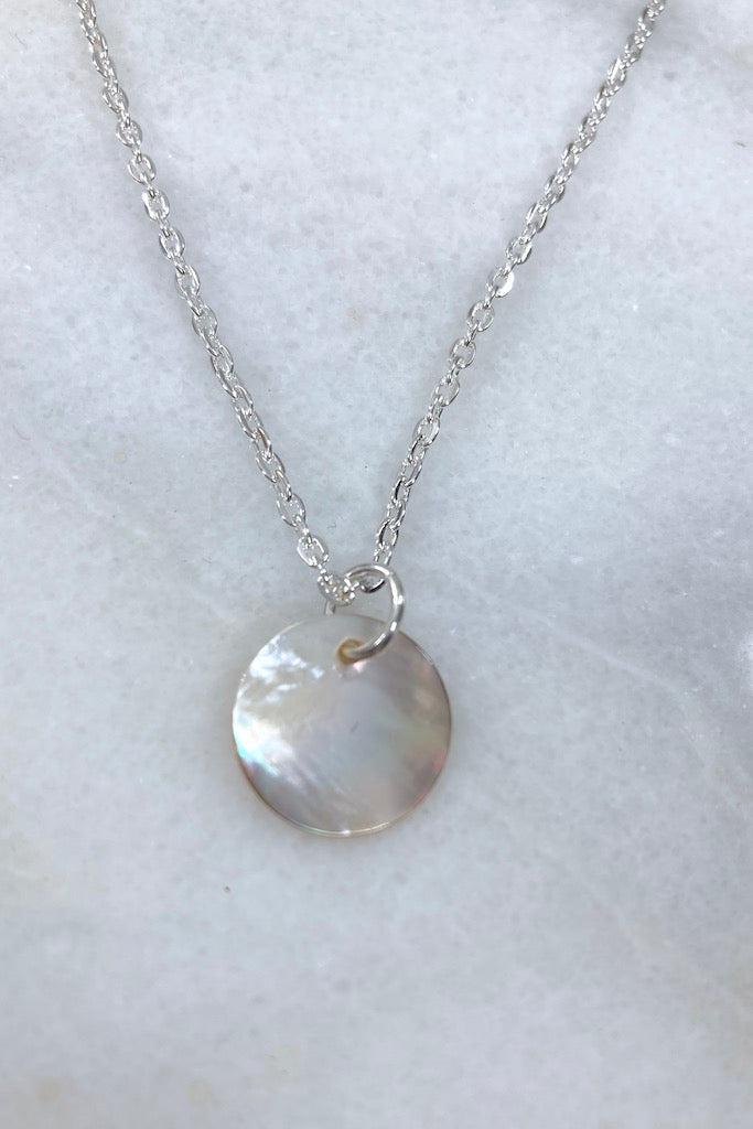 Mother of Pearl Coin Necklace-ThisBlueBird