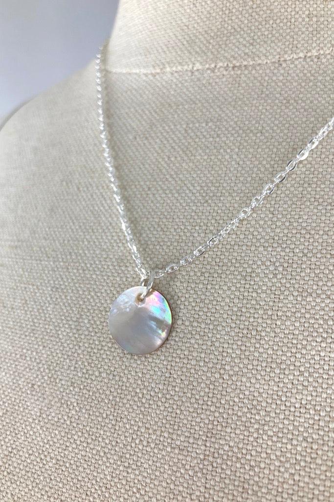 Mother of Pearl Coin Necklace-ThisBlueBird
