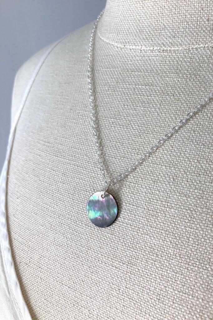 Mother of Pearl Coin Necklace-ThisBlueBird