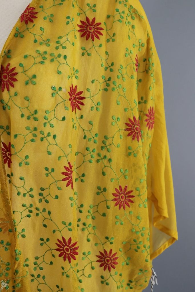 Mustard Yellow Chiffon Cardigan-ThisBlueBird - Modern Vintage