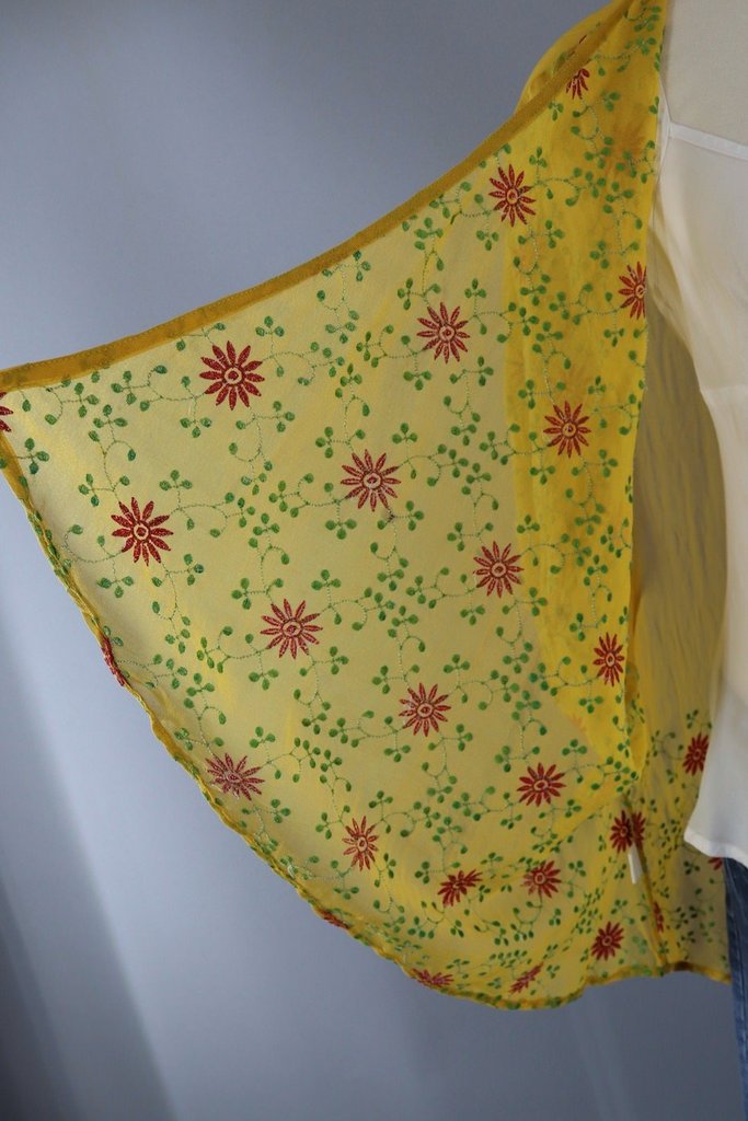 Mustard Yellow Chiffon Cardigan-ThisBlueBird - Modern Vintage