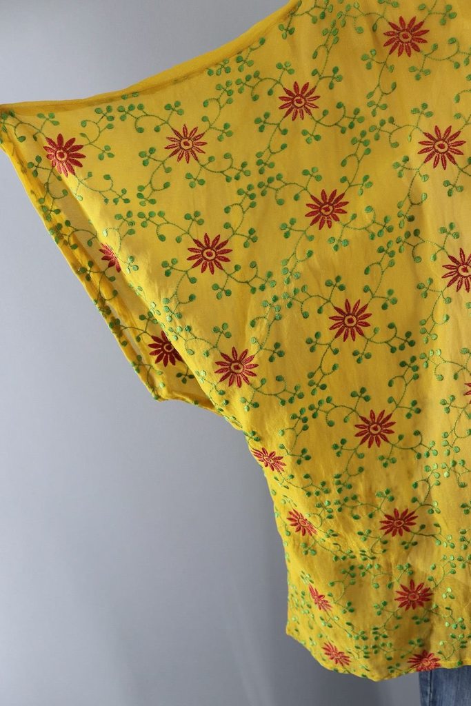 Mustard Yellow Chiffon Cardigan-ThisBlueBird - Modern Vintage
