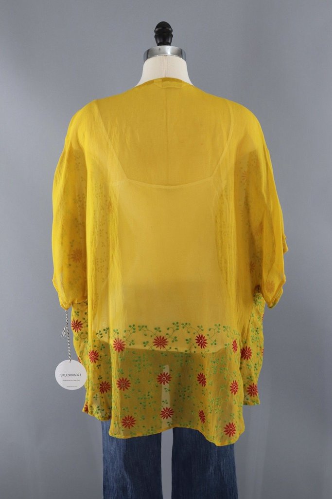 Mustard Yellow Chiffon Cardigan-ThisBlueBird - Modern Vintage