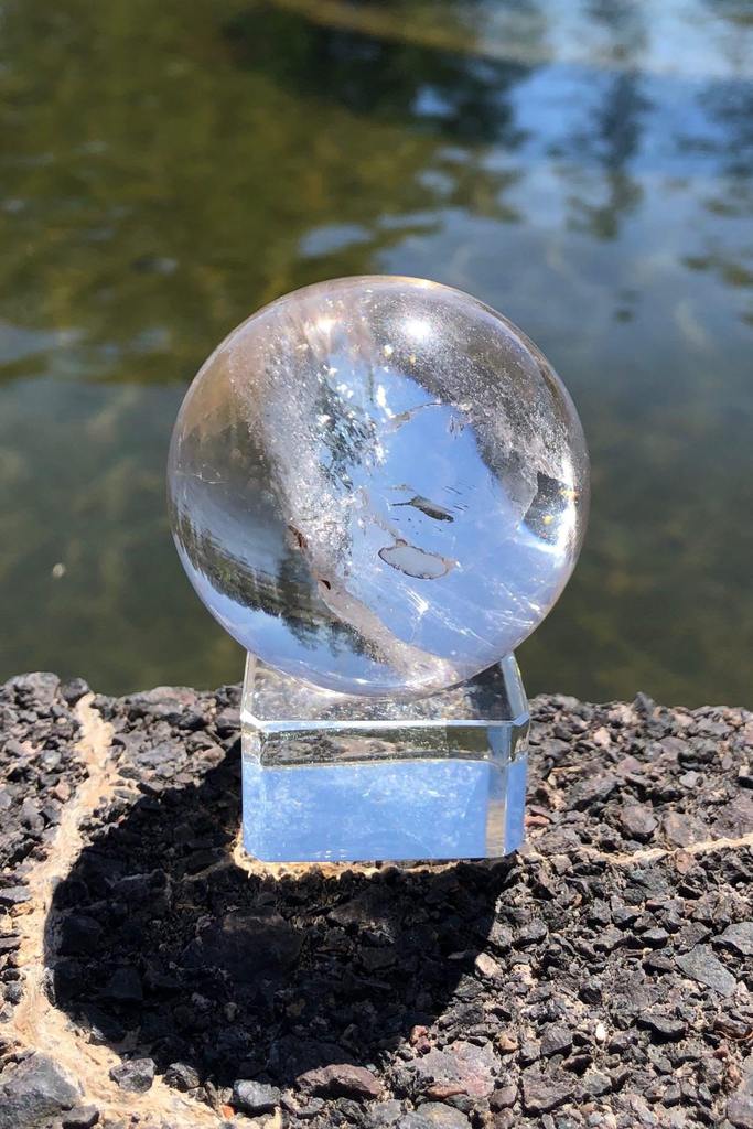 Natural Clear Quartz Crystal Ball Sphere-ThisBlueBird - Modern Vintage