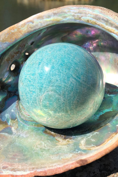 Natural Green Amazonite Crystal Ball-ThisBlueBird - Modern Vintage