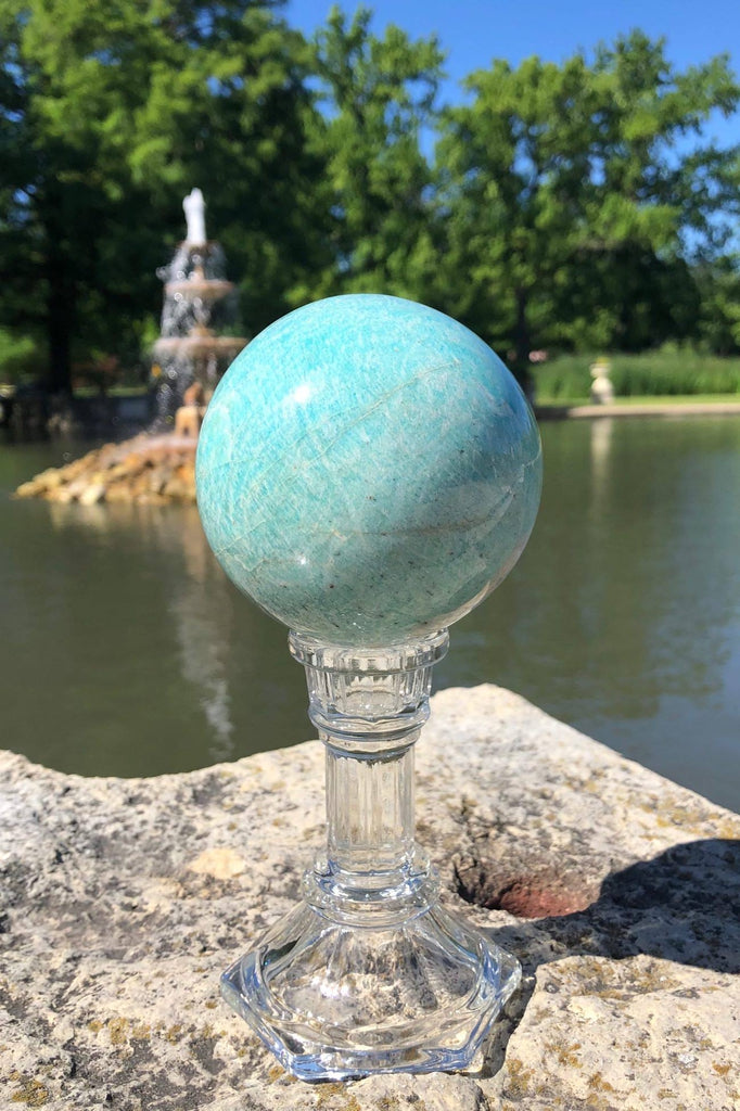 Natural Green Amazonite Crystal Ball-ThisBlueBird - Modern Vintage