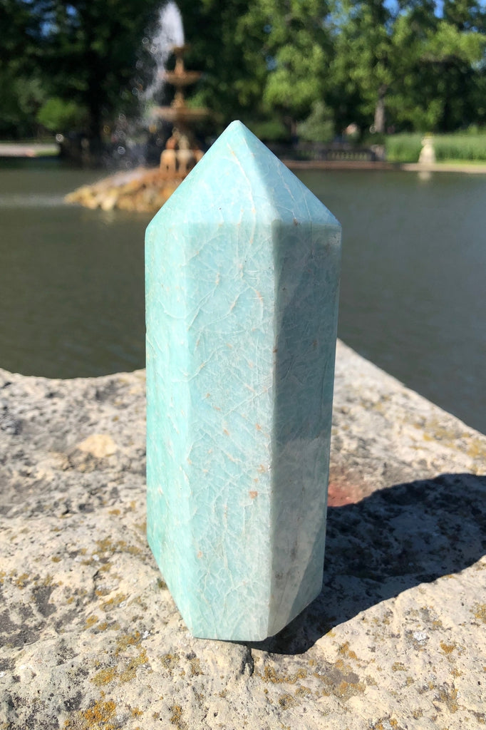 Natural Green Amazonite Crystal Point Tower-ThisBlueBird - Modern Vintage