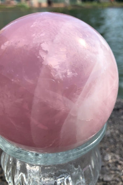 Natural Rose Quartz Crystal Ball-ThisBlueBird - Modern Vintage