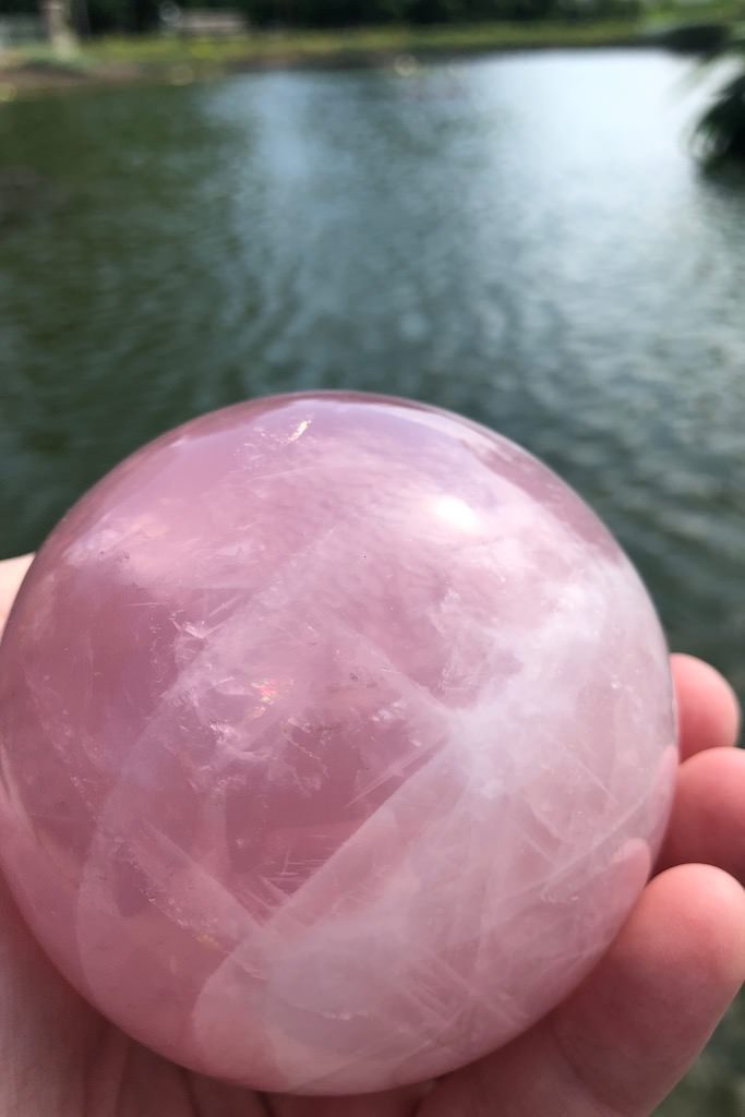 Natural Rose Quartz Crystal Ball-ThisBlueBird - Modern Vintage