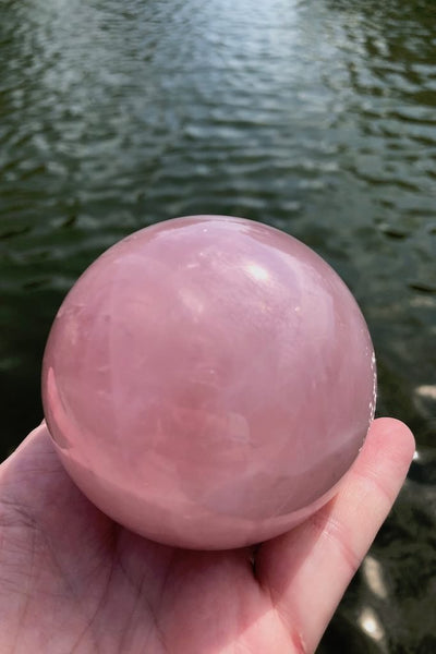 Natural Pink Rose Quartz Crystal Sphere-ThisBlueBird - Modern Vintage