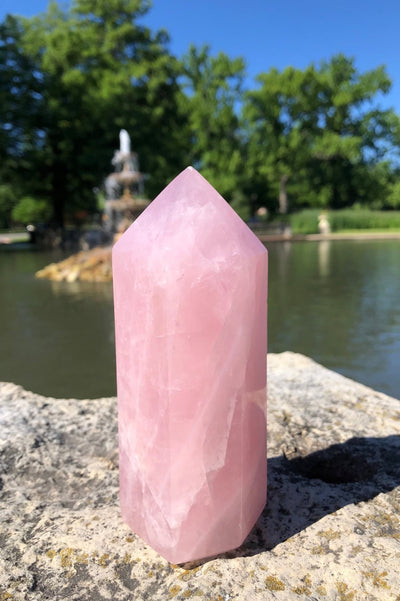 Natural Pink Rose Quartz Crystal Point Tower-ThisBlueBird - Modern Vintage