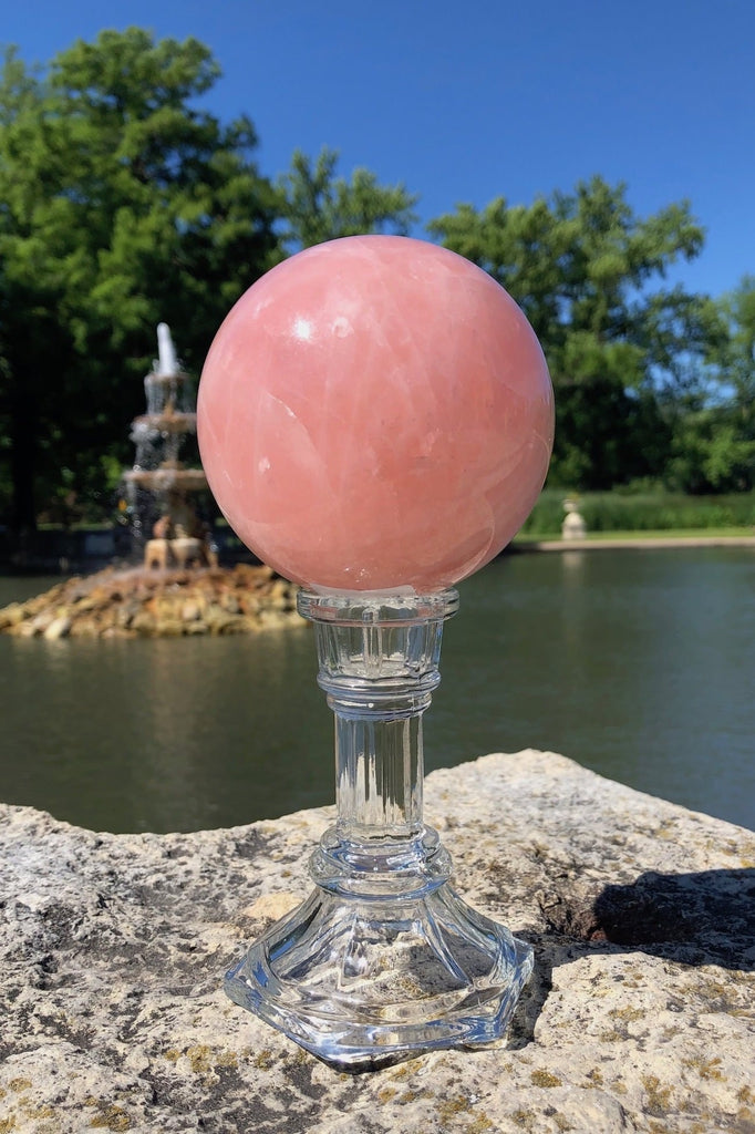Natural Pink Rose Quartz Crystal Sphere-ThisBlueBird - Modern Vintage