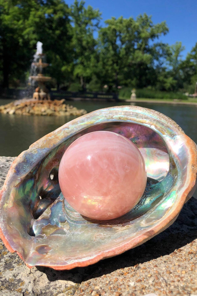 Natural Pink Rose Quartz Crystal Sphere-ThisBlueBird - Modern Vintage
