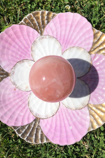 Natural Pink Rose Quartz Crystal Sphere-ThisBlueBird - Modern Vintage