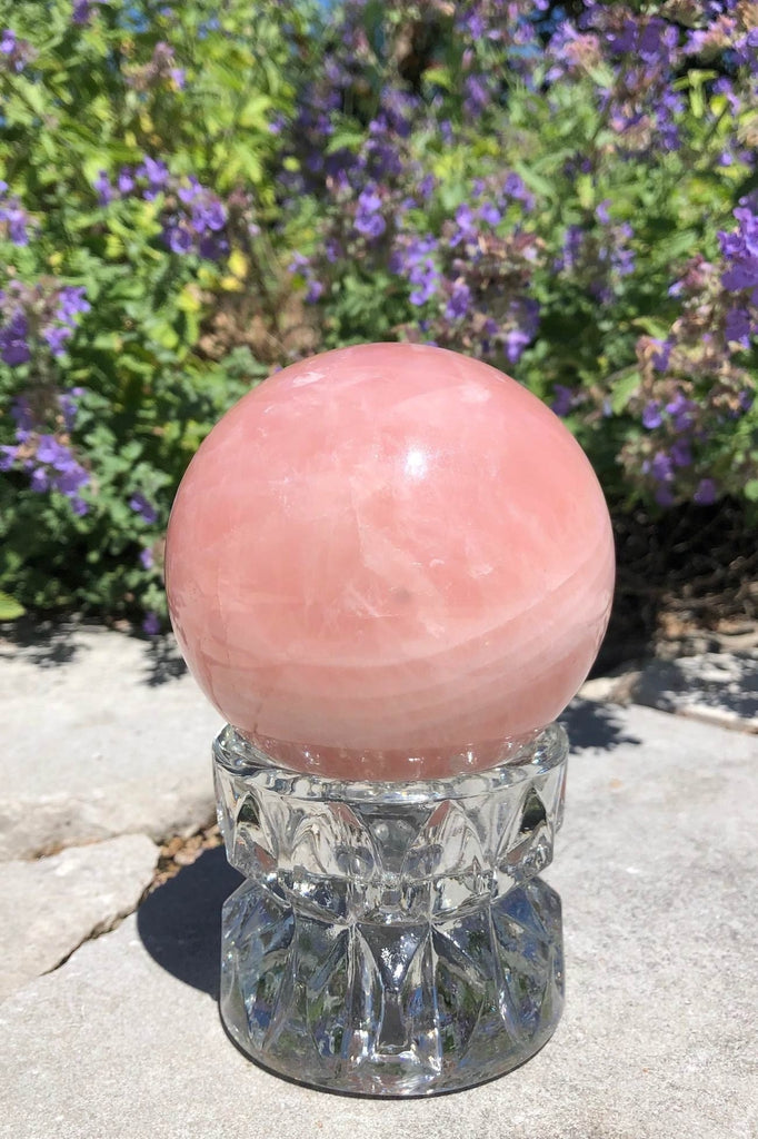 Natural Pink Rose Quartz Crystal Sphere-ThisBlueBird - Modern Vintage