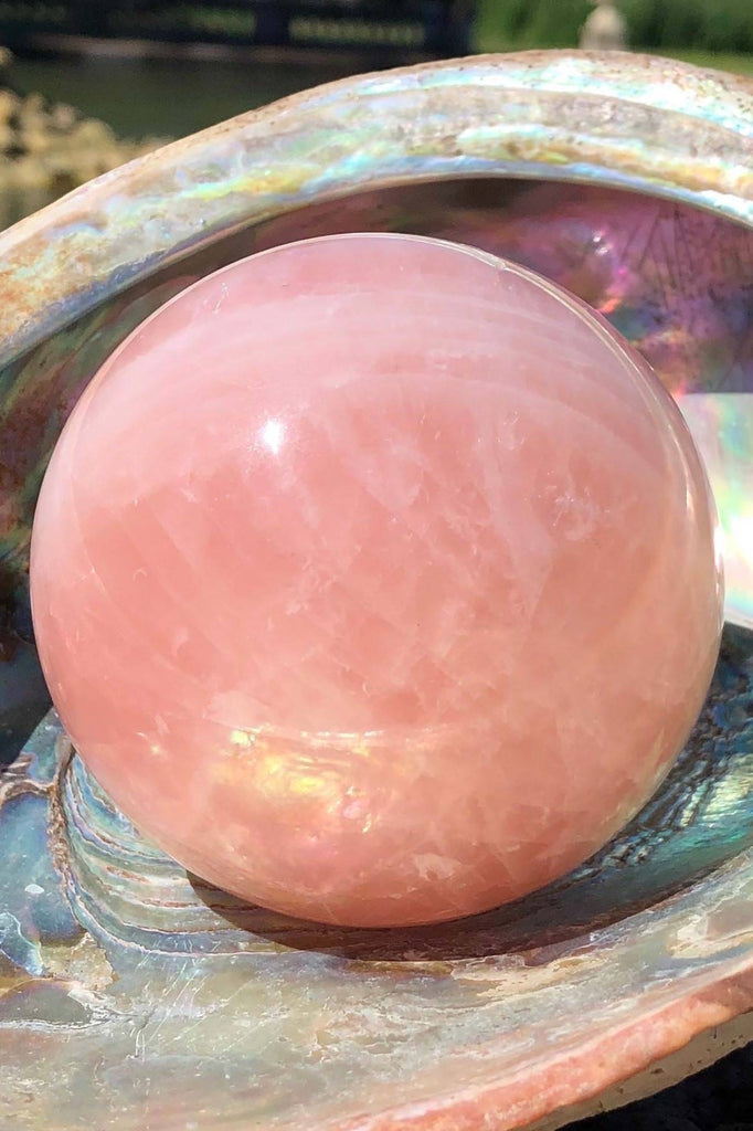 Natural Pink Rose Quartz Crystal Sphere-ThisBlueBird - Modern Vintage