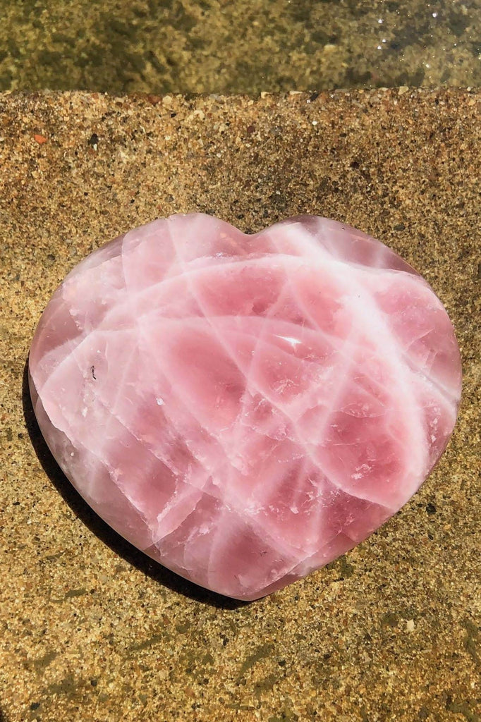 Natural Pink Rose Quartz Large Puffy Heart-ThisBlueBird - Modern Vintage