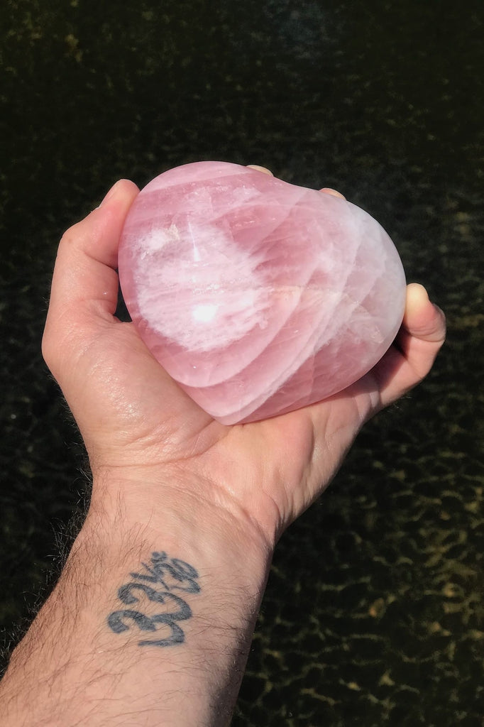 Natural Pink Rose Quartz Puffy Heart-ThisBlueBird - Modern Vintage