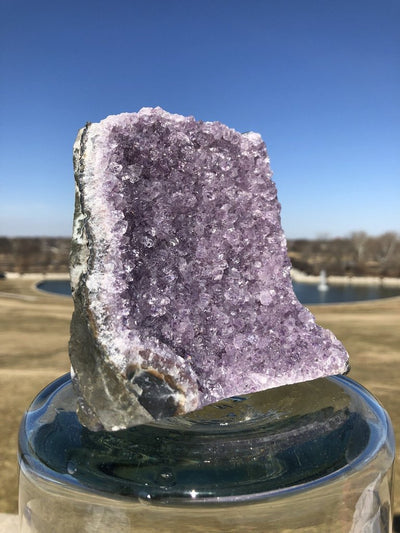 Natural Purple Amethyst Druzy Cluster with Cut Base - ThisBlueBird