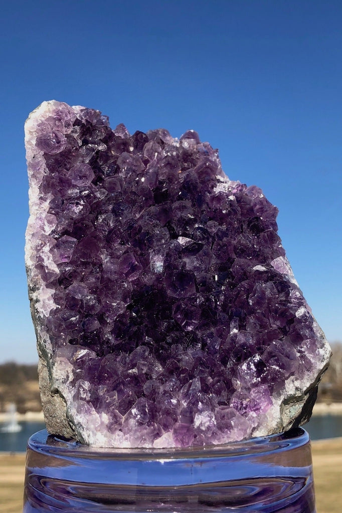 Natural Purple Amethyst Druzy Cluster with Cut Base - ThisBlueBird