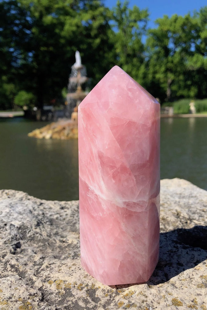 Natural Rose Quartz Crystal Point Tower-ThisBlueBird - Modern Vintage