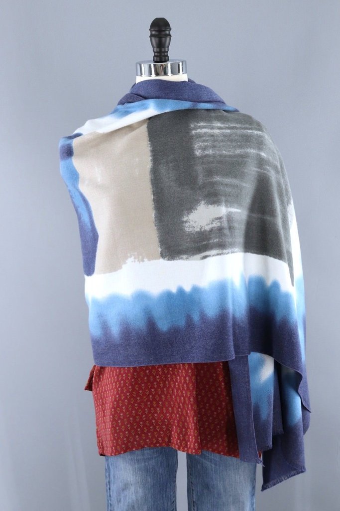 Pashmina Scarf / Blue and Grey Ombre-ThisBlueBird - Modern Vintage