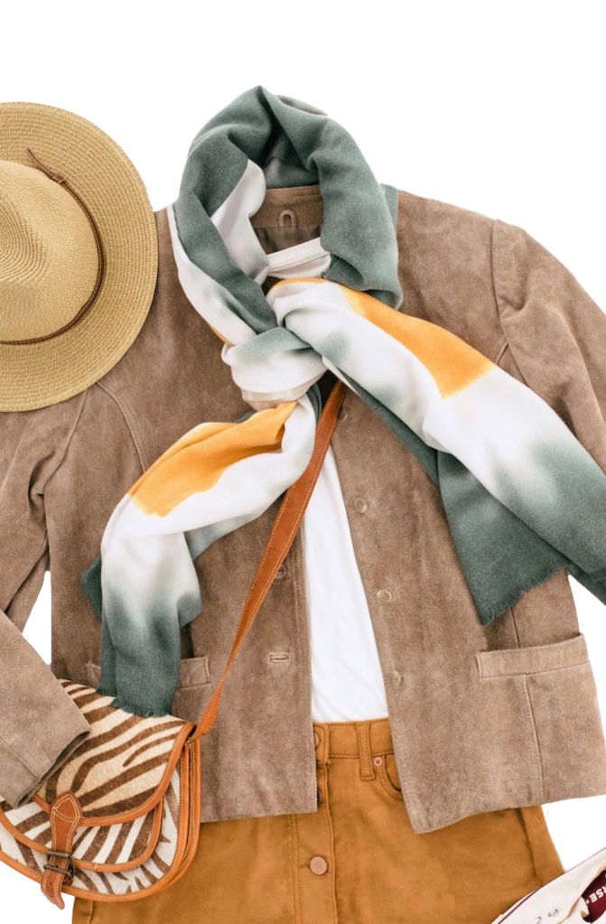 Pashmina Scarf Wrap / Mustard Yellow &amp; Green Ombre-ThisBlueBird - Modern Vintage